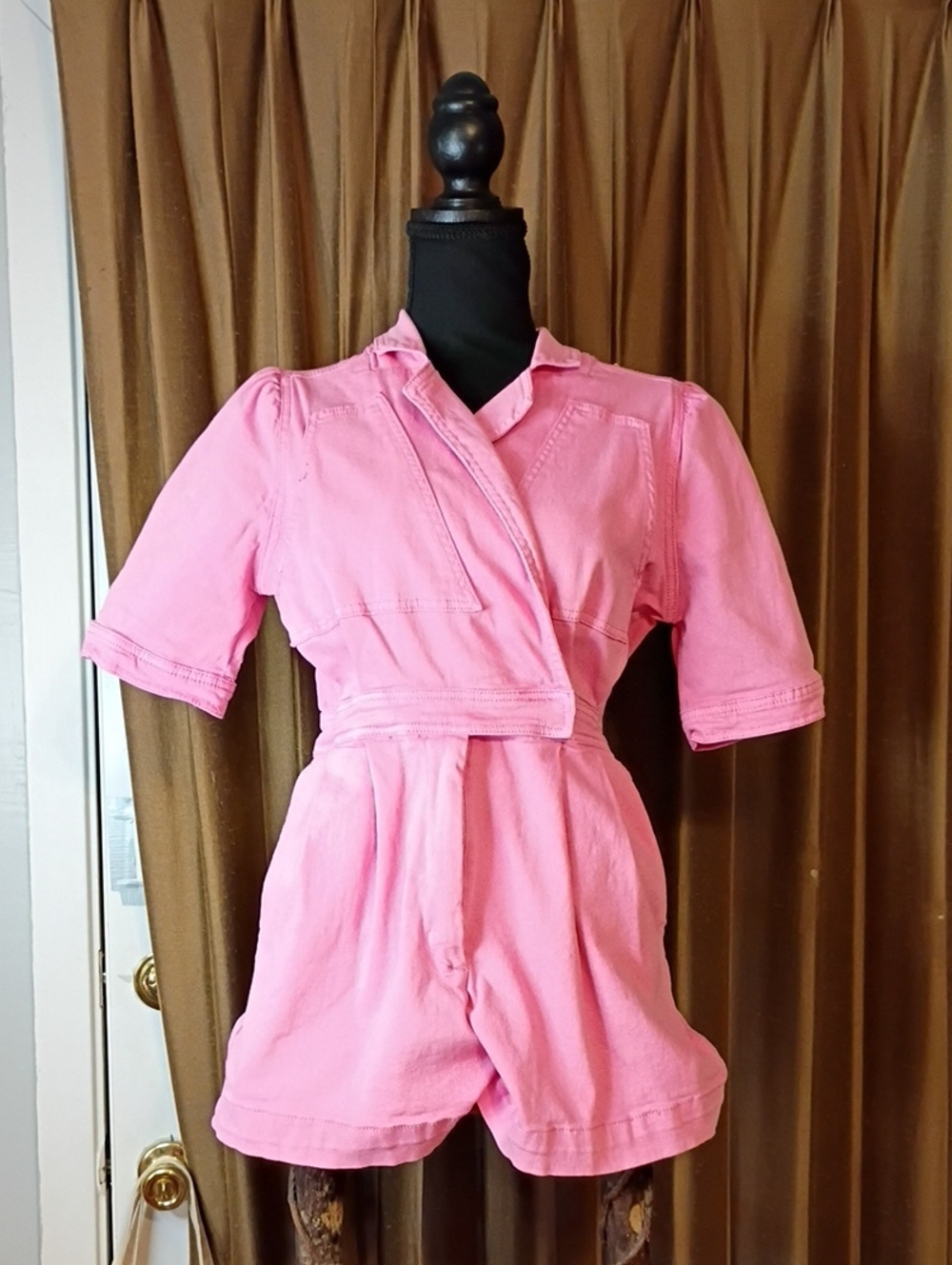 Women's Barbie Pink Short Sleeve Cotton Romper